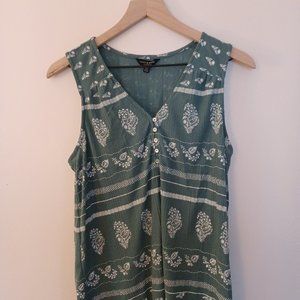 Lucky Brand Green & White Sheer Tank Top
